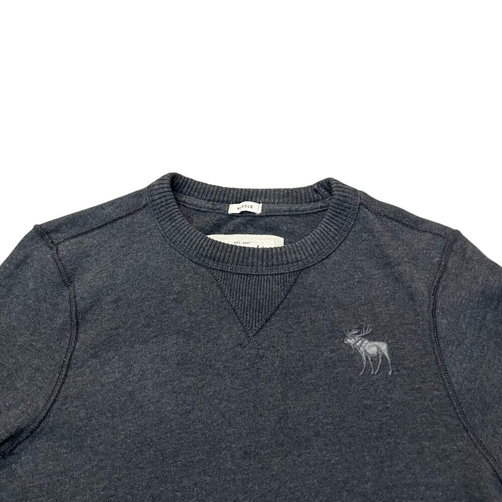 Y2K Abercrombie And Fitch Mens Muscle Sweater Medium Dark Gray Fitted Preppy - Picture 2 of 7